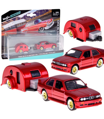 Maisto licencēts metāla automobilis ar kempinga piekabi BMW 3 Series M3 1988 ZA5967 1:64