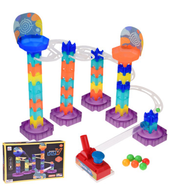 Krāsaina bumbu trase ar palaidēju Marble Run DIY ZA5979, 58 elementi