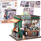 Koka 3D puzle - Kafejnīca ar 120 detaļām un LED apgaismojumu