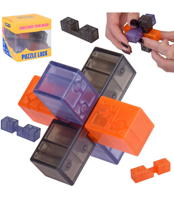 Puzzle Lock loģiskā 3D mīkla, grafīta un oranžā krāsā GR0781, 7 x 7 x 7 cm