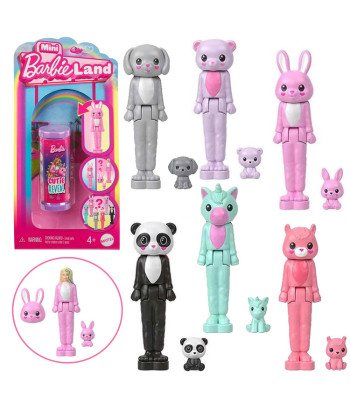 Mattel Mini Barbie Land Cutie Reveal pārsteiguma lelle dzīvnieciņa kostīmā ZA6040