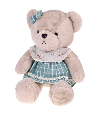 Plīša lācis Zosia bēšā krāsā zaļā vintage kleitā 58 cm ZA5923 D