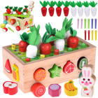 Sorter Montessori Koka Ratiņi Noķer Kukainīti Burkāni Puzzle ZA5903