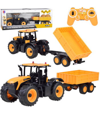 JCB traktors ar piekabi, vadāms ar tālvadības pulti, pašizgāzēja funkcija Double E 1:16 RC0670