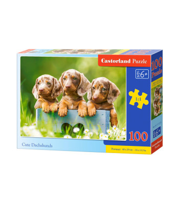 Puzle Cute Dachshunds, 100 detaļas, B-111213, 40 x 29cm