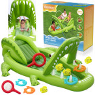 Ūdens rotaļu laukums KROKODILS 234x163x87cm + slidkalniņš un piederumi 53169