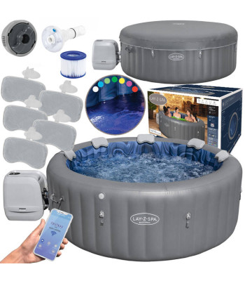 Bestway Lay-Z-Spa SANTORINI PRO 7 LED hidromasāžas spa ar lietotni 6001T, 5–7 personām