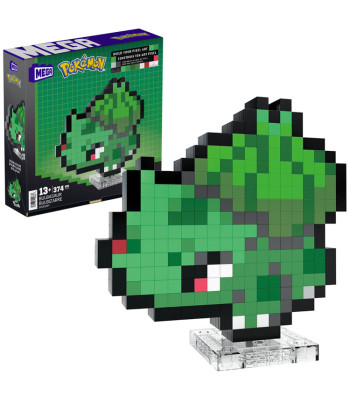 Mattel MEGA konstruktoru kluči Pokémon Bulbasaur Pixel Art RETRO ZA6177 – 15 cm, 374 elementi