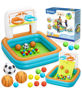 Bestway KICK ’N SWISH™ daudzfunkcionāls sausais baseins ar bumbiņām, basketbola un futbola spēle 120x107cm 52728
