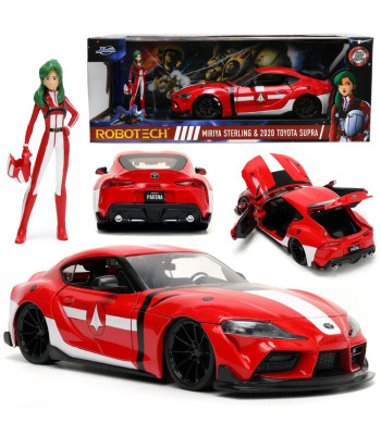 Metāla automašīna Robotech: Miriya Sterling & 2020 Toyota Supra ar figūriņu ZA6184 1:24 20 cm