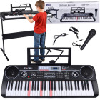 Elektroniskās Klavieres 61 Taustiņi ar Apgaismojumu un Mikrofonu