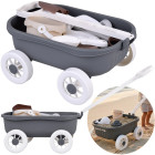 smilšu rotaļu komplekts ar ratiņiem, spaini un formiņām 16 elementi za6143