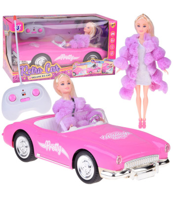 Autko Retro Cadillac ar tālvadības pulti un elegantu lelli kažokā RC0745
