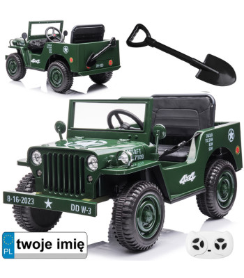 Militārā bērnu elektromašīna Willys ar tālvadības pulti PA0263