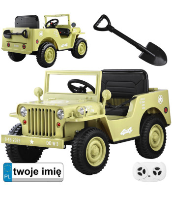 Militārā elektroautomašīna bērniem Willys ar tālvadības pulti PA0263