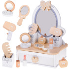 koka tualetes galdiņš meitenei ar atvilktni un piederumiem za5614