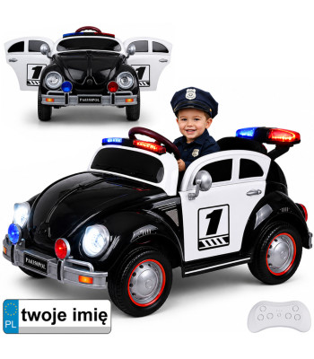 Bērnu akumulatora automašīna retro policijas vabole ar šūpošanās funkciju PA0350