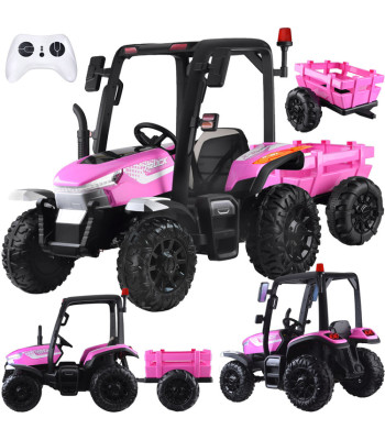 Liels bērnu traktors ar piekabi, 4x4, gaismām un tālvadības pulti PA0266