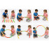 Saliekams hula hoop riņķis bērniem un pieaugušajiem ar masāžas izciļņiem, 84 cm SP0871