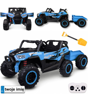 Divvietīgs bērnu elektromobilis ar akumulatoru un piekabi BUGGY 4x4 PA0342