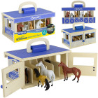 Koka staļļa komplekts ar 6 zirgu figūrām Breyer Horses Stablemates Farms, ZA6720, mērogs 1:32