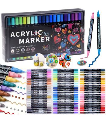 Divpusēji akrila marķieri dažādiem lietojumiem, AP0125, 60 gab.