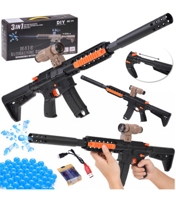Gēla lodīšu karabīne ar 3 režīmiem, akumulatoru un DIY komplektu M416
