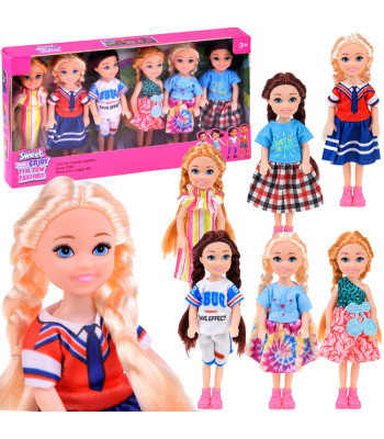 Mini lelles leļļu mājai, 6 leļļu komplekts, mazās princeses ZA6176 14 cm
