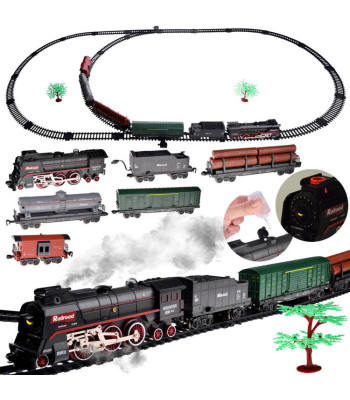 Elektriskais vilciena sliežu komplekts ar dūmojošu lokomotīvi un skaņas efektiem RC0622 185 x 99 cm