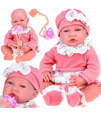 Interaktīvā mīkstā BOBAS lelle-meitene rozā komplektā, 45 cm, ZA5188