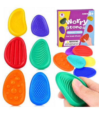 Silikona sensorie akmeņi Fidget Toys ar dažādām tekstūrām, 6 gab., ZA6423
