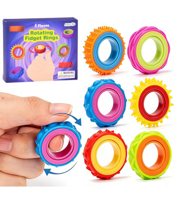 Rotējošie sensorie fidget gredzeni, antistresa rotaļlieta, 6 gab., ZA6619