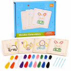 Koka šņorēšanas rotaļlieta Montessori – 4 veidnes + mulinē ZA6543