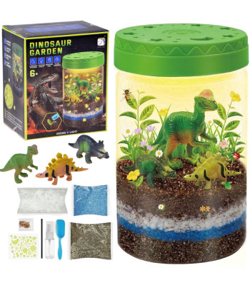 Apgaismots dinozauru dārzs: terārijs, lampiņa un augu audzēšana DIY 3w1 ZA6567