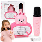 Interaktīvs karaoke mikrofons ar Bluetooth skaļruni, zaķītis, rozā IN0193