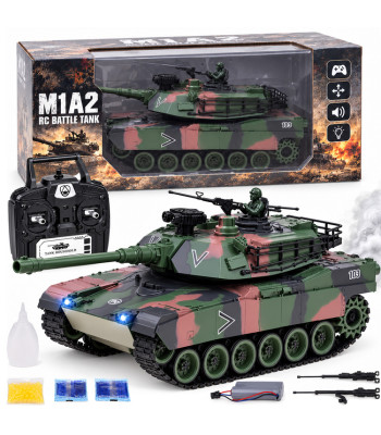 Tālvadības RC tanks Abrams M1A1 ar dūmiem, skaņu un gaismām, 45 cm, RC0770