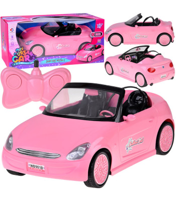 Rozā kabriolets ar tālvadības pulti, liela automašīna ar gaismām RC0713