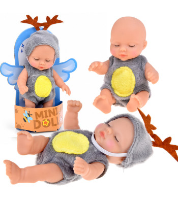 Mini lelle mazulis ziemeļbrieža kostīmā ar kustīgām rokām, kājām un grozāmu galviņu, 11 cm, ZA6454