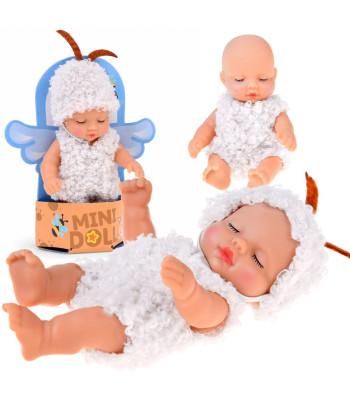 Mini lelle mazulis aitiņas tērpā ar kustīgām rokām, kājām un grozāmu galvu, 11 cm, ZA6454