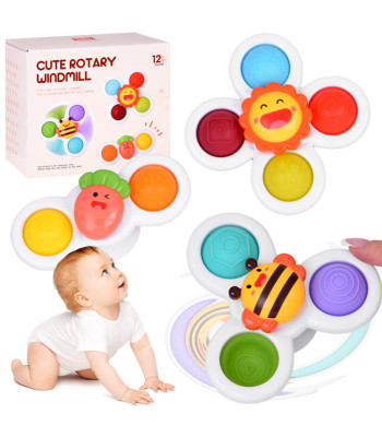 Sensorāla rotaļlieta Fidget Spinner ar piesūcekni, 3 gab., ZA5340
