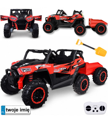 Divvietīgs bērnu elektromobilis ar piekabi BUGGY 4x4 PA0342