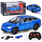 Radiovadāms metāla automobilis ar LED apgaismojumu un dūmu efektu, Tesla Model X RC0772, 1:22