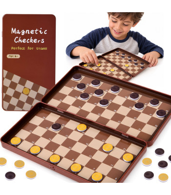Magnētiskā kabatas dambretes spēle diviem spēlētājiem GR0838