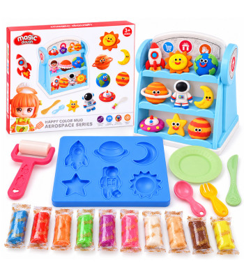 Radošais plastilīna komplekts ar kosmosa formiņām, 10 krāsas, ZA6218