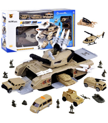 Tanks-garāža ar militārajiem transportlīdzekļiem un karavīriņiem ZA4439