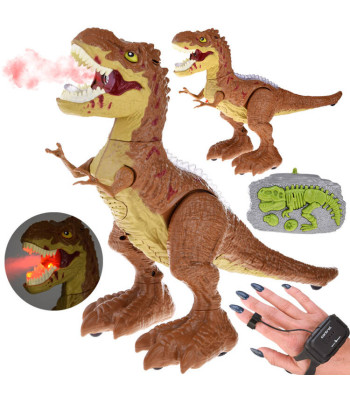 Ar žestiem vadāms tālvadības dinozaurs T-rex ar RC pulti, 2 vienā, rūc un spīd, RC0625 BR