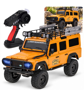 Tālvadības apvidus auto Land Rover Defender 110, 4WD, dzeltenā krāsā, 1:18, MN-111, RC0762