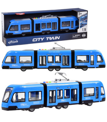 Zils posmainais tramvajs ar gaismas un skaņas efektiem, 45 cm, ZA3834