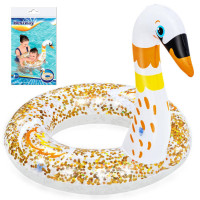 Bestway bērnu piepūšamais peldriņķis ar mirdzumiem — gulbis, 61 cm, Shimmer N’ Float™, 36306
