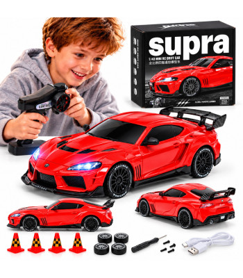 Tālvadības driftēšanas auto Toyota Supra, 4x4, LED, 1:43, RC0803